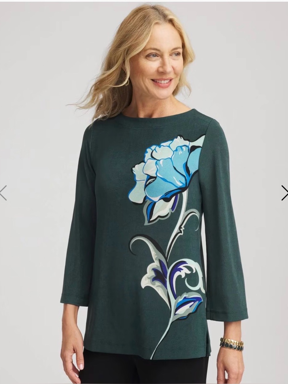 NWT Chicos Travelers Artisanal Boatneck Tunic Size 2 (Large)